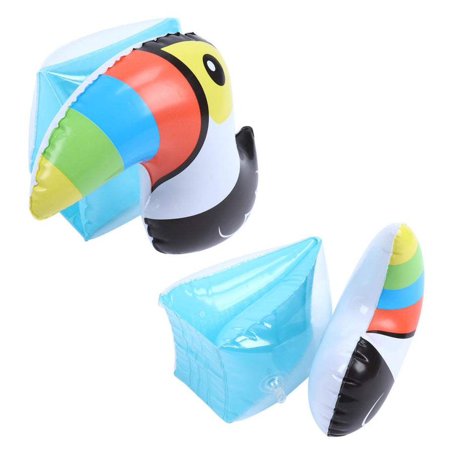 Inflatable Swim Arm Band Cute Toucan Pattern PVC Nontoxic Inflatable Swimming Arm Sling for 3 to 6 Years Old Children Beginner