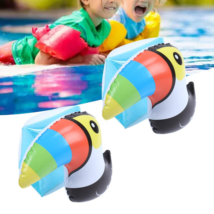 Inflatable Swim Arm Band Cute Toucan Pattern PVC Nontoxic Inflatable Swimming Arm Sling for 3 to 6 Years Old Children Beginner