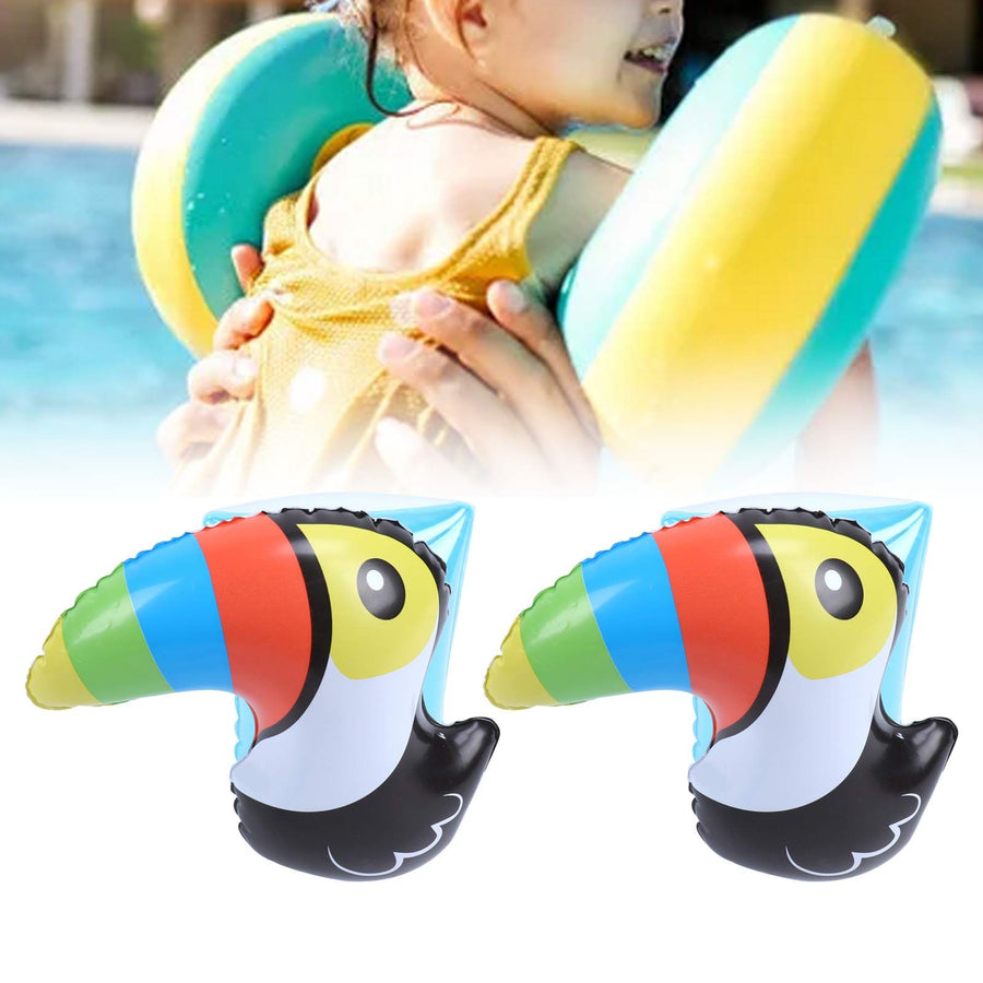 Inflatable Swim Arm Band Cute Toucan Pattern PVC Nontoxic Inflatable Swimming Arm Sling for 3 to 6 Years Old Children Beginner