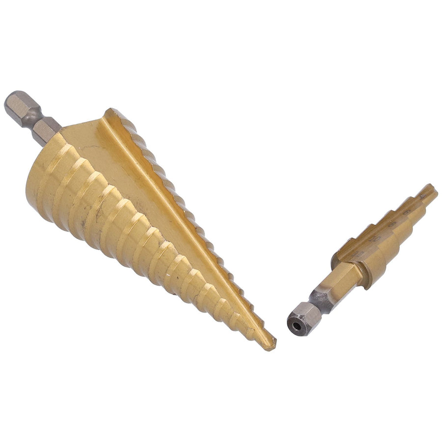 3Pcs HighSpeed Steel Step Drill Bit Set 412/420/432mm Hex Shank Straight Flute Pagoda Drill