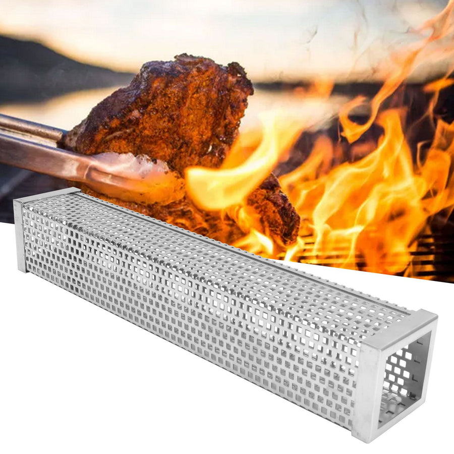 Square Shape Smoke Tube Stainless Steel BBQ Charcoal Grill Smoker Tube Barbecue Accessory12in