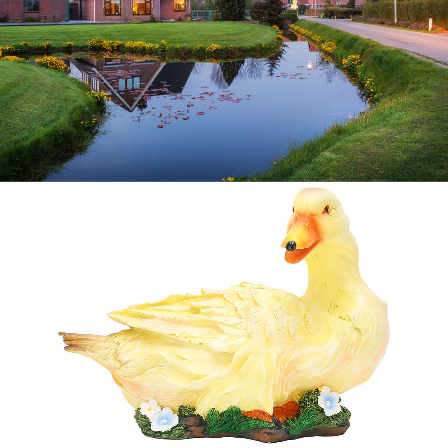 Resin Duck Statue Simulation Duck Ornament Model Decoration for Outdoor Garden YardYellow