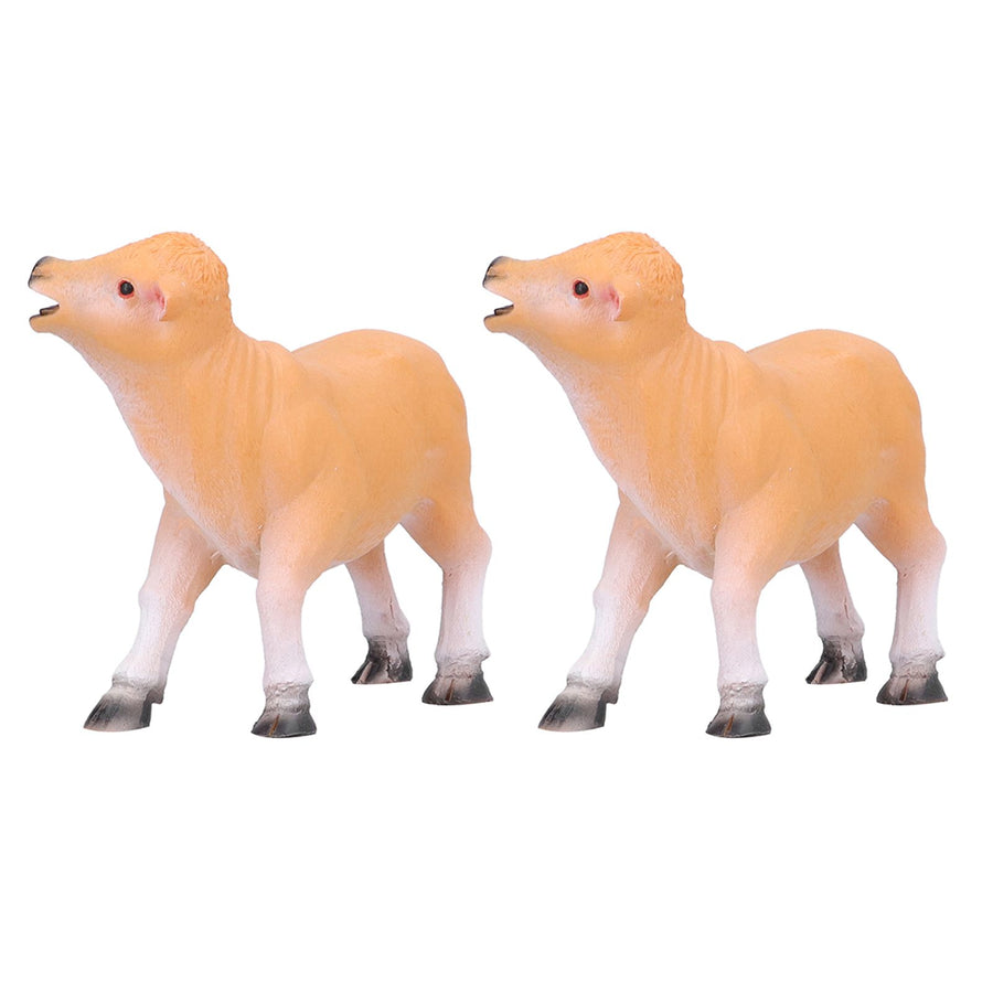 Resin Cattle Ornament 2pcs Animal Model Cattle Figurine Crafts for Garden Courtyard