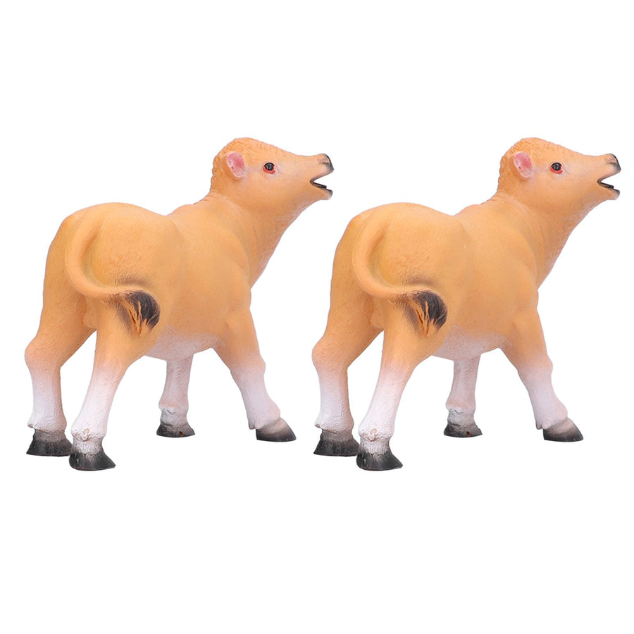 Resin Cattle Ornament 2pcs Animal Model Cattle Figurine Crafts for Garden Courtyard