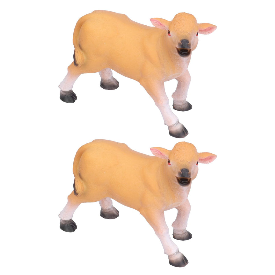 Resin Cattle Ornament 2pcs Animal Model Cattle Figurine Crafts for Garden Courtyard