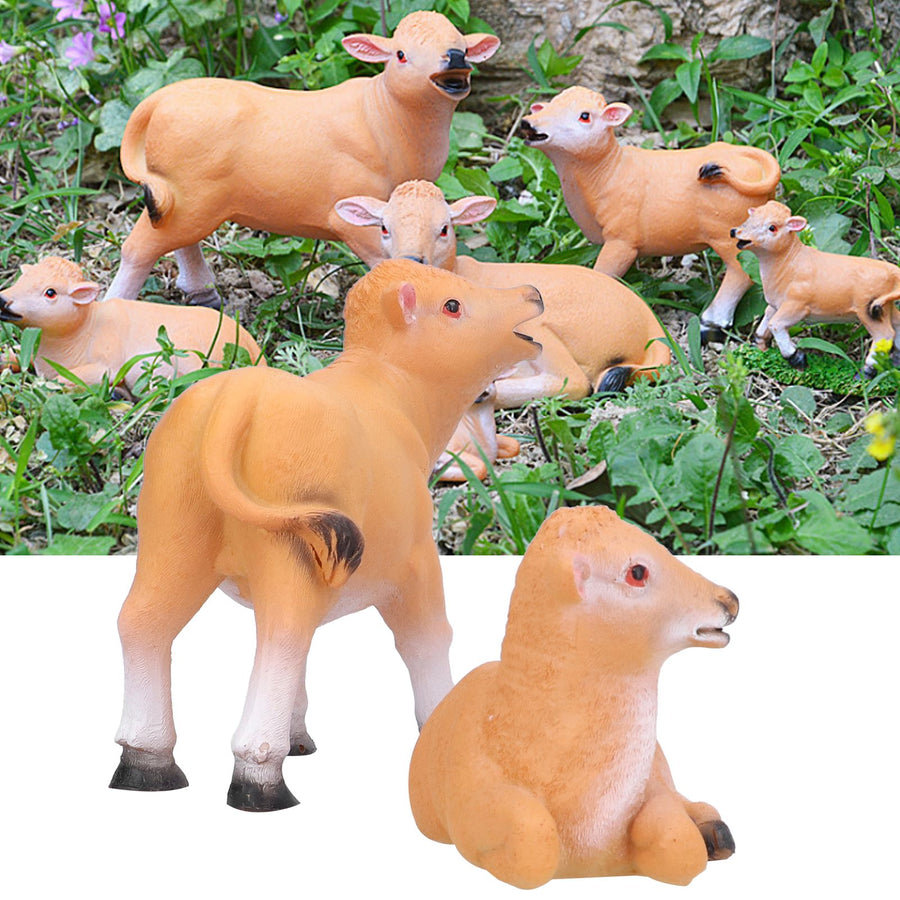 Resin Cattle Ornament 2pcs Animal Model Cattle Figurine Crafts for Garden Courtyard