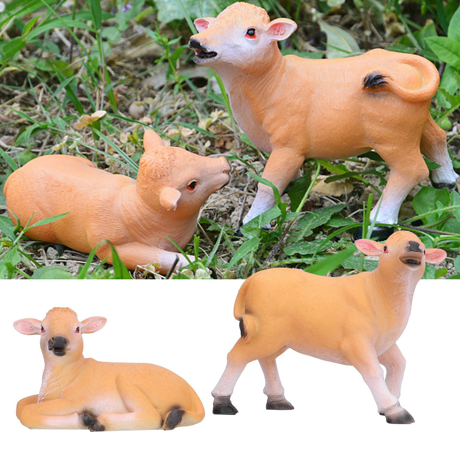 Resin Cattle Ornament 2pcs Animal Model Cattle Figurine Crafts for Garden Courtyard