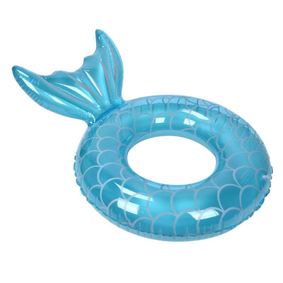 Swimming Ring Fishtail Inflatable Swimming Circle Swim Ring Pool Float for Adult Beach Vacation Blue