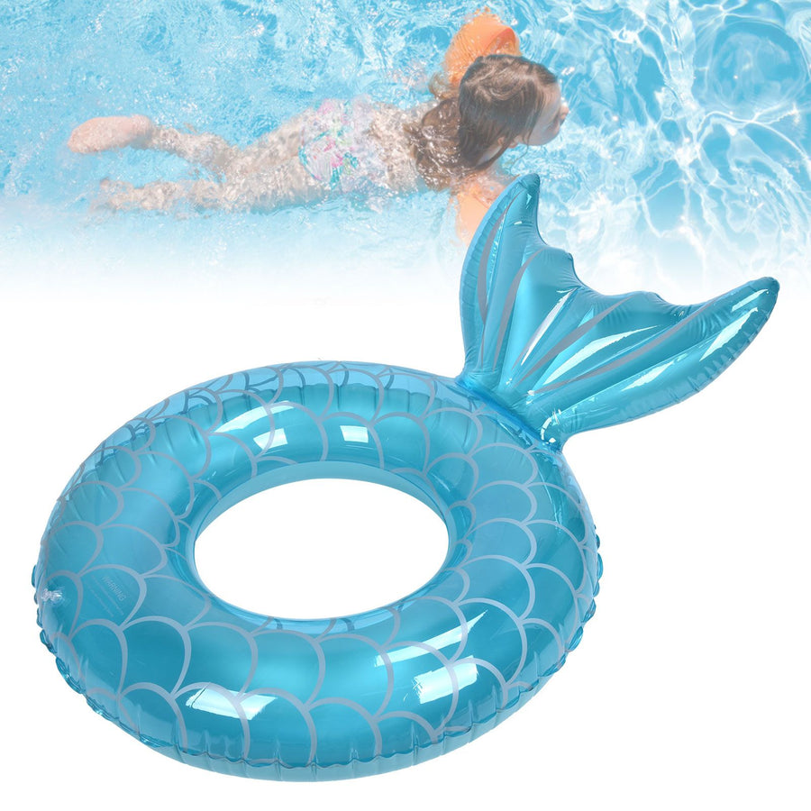 Swimming Ring Fishtail Inflatable Swimming Circle Swim Ring Pool Float for Adult Beach Vacation Blue