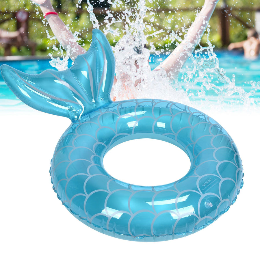 Swimming Ring Fishtail Inflatable Swimming Circle Swim Ring Pool Float for Adult Beach Vacation Blue