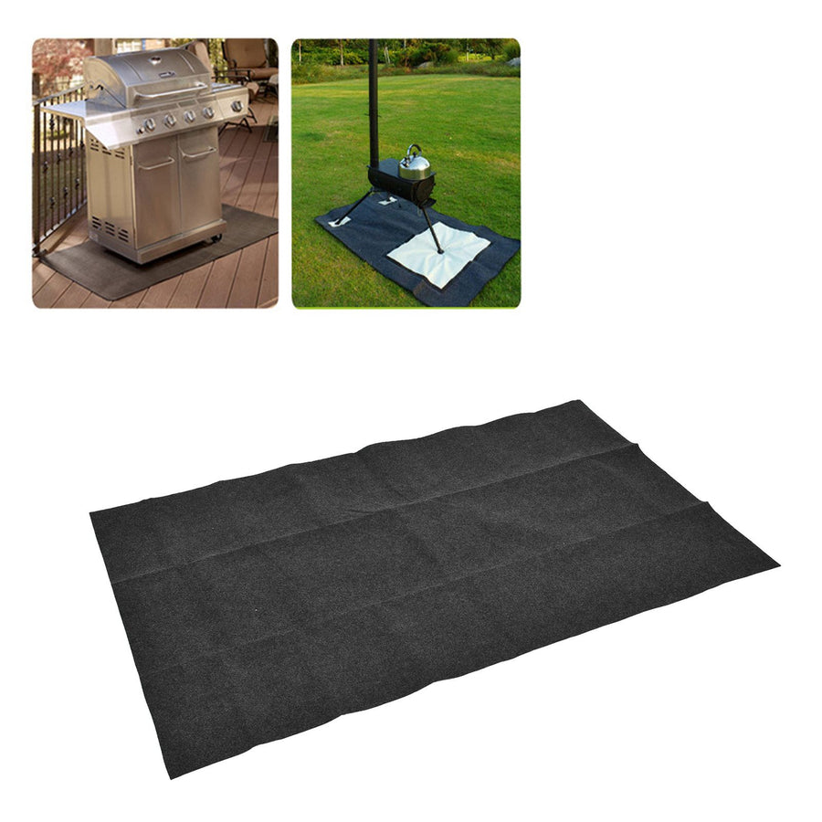 BBQ Floor Mat Outdoor Flame Retardant Barbecue Mat BBQ Oil Pad for Camping Hiking59.8x35.8in Right Angle