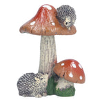 2Pcs Hedgehog Mushroom Ornament Miniature Animal Statue Bonsai Decoration for Garden IndoorBrown