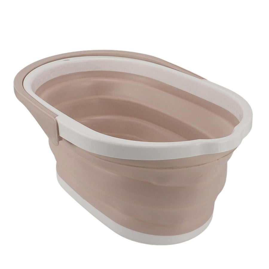Collapsible Mop Bucket Sturdy PP Large Capacity Portable Handle Multifunction Car Wash Bucket for Home Bathroom Patio Khaki