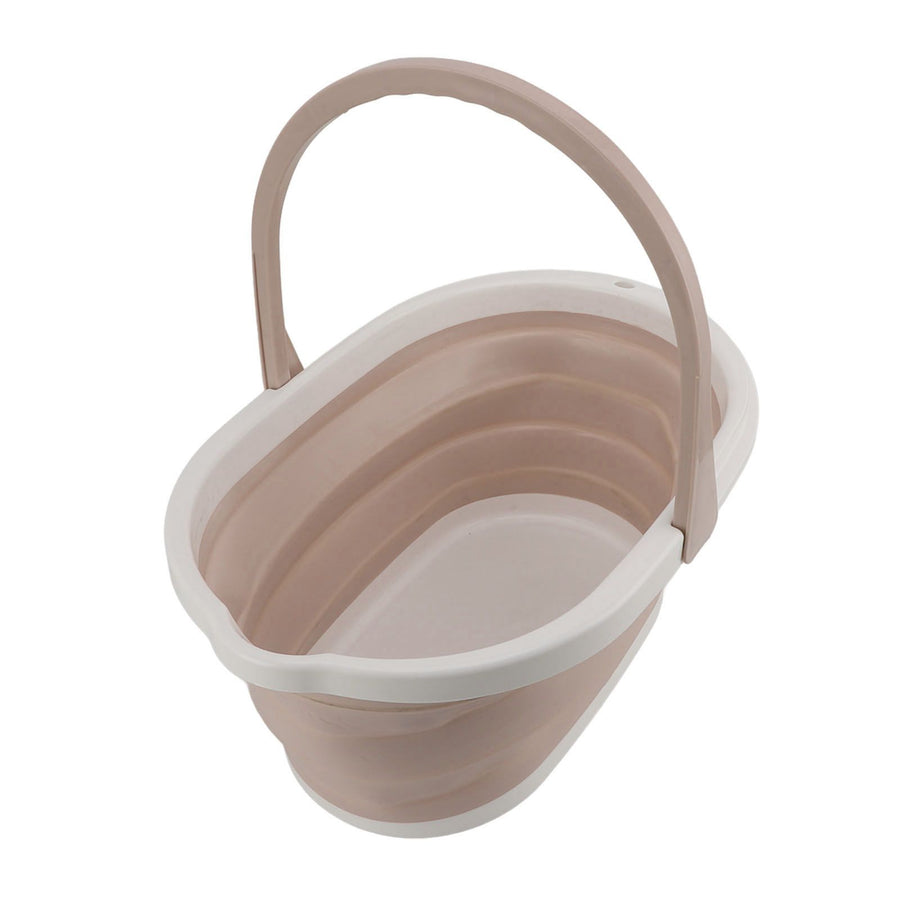Collapsible Mop Bucket Sturdy PP Large Capacity Portable Handle Multifunction Car Wash Bucket for Home Bathroom Patio Khaki