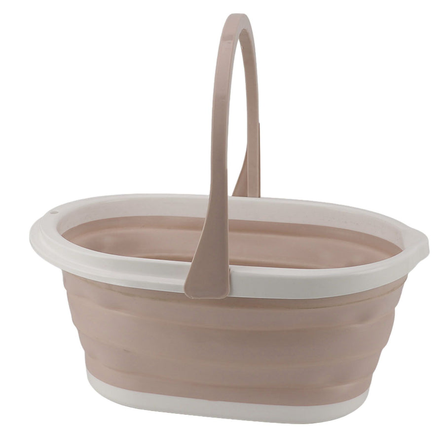 Collapsible Mop Bucket Sturdy PP Large Capacity Portable Handle Multifunction Car Wash Bucket for Home Bathroom Patio Khaki