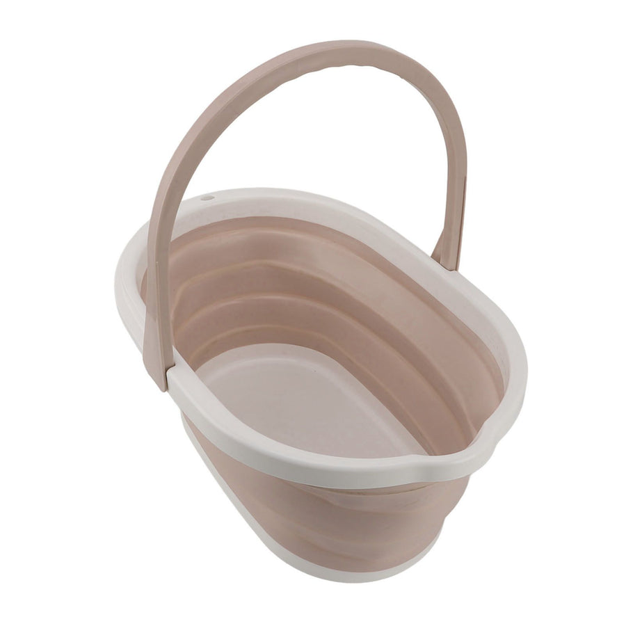Collapsible Mop Bucket Sturdy PP Large Capacity Portable Handle Multifunction Car Wash Bucket for Home Bathroom Patio Khaki