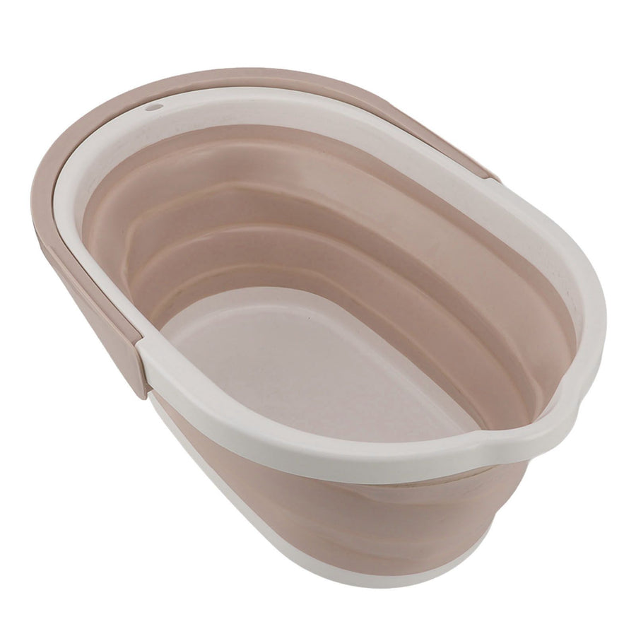 Collapsible Mop Bucket Sturdy PP Large Capacity Portable Handle Multifunction Car Wash Bucket for Home Bathroom Patio Khaki