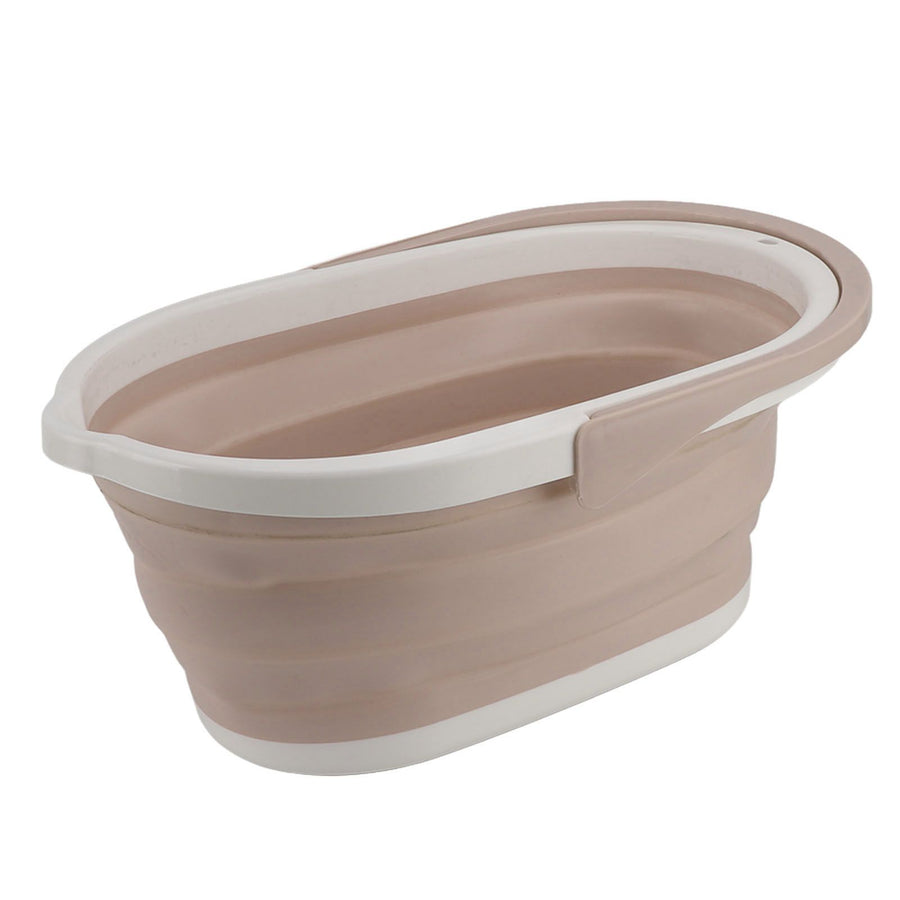 Collapsible Mop Bucket Sturdy PP Large Capacity Portable Handle Multifunction Car Wash Bucket for Home Bathroom Patio Khaki