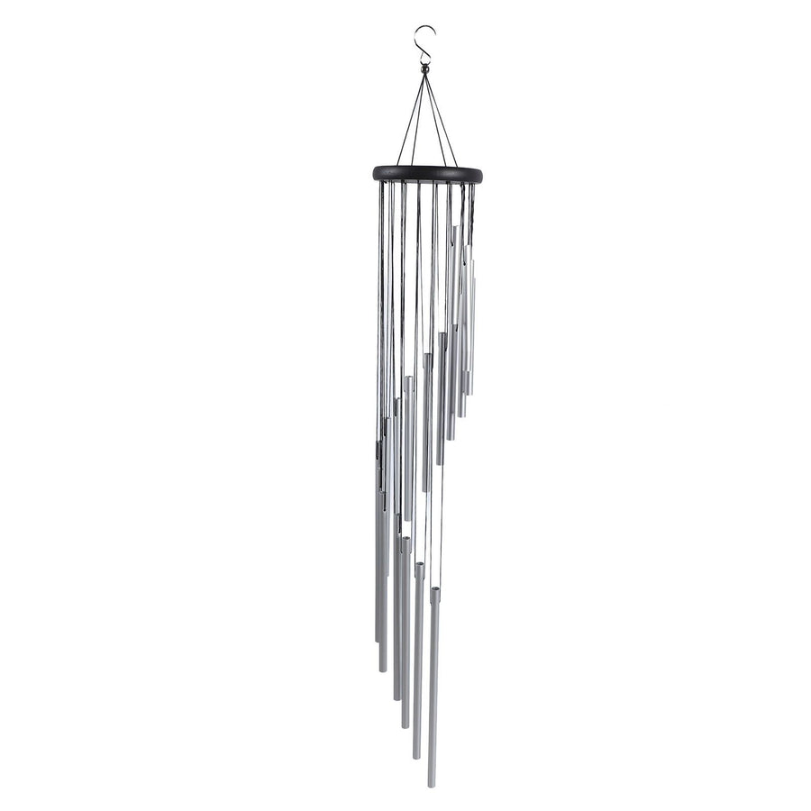 35 Inch Wind Chimes 18 Aluminum Tubes Wind Chimes Decoration 360 Degree Rotating Hanging Wind Chimes for Indoors Outdoors Silver