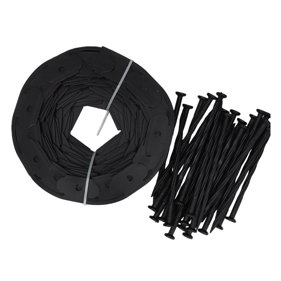 L Shaped Grass Stone Isolation Belt Landscape Edging for Garden 5cm*5cm*10m Black