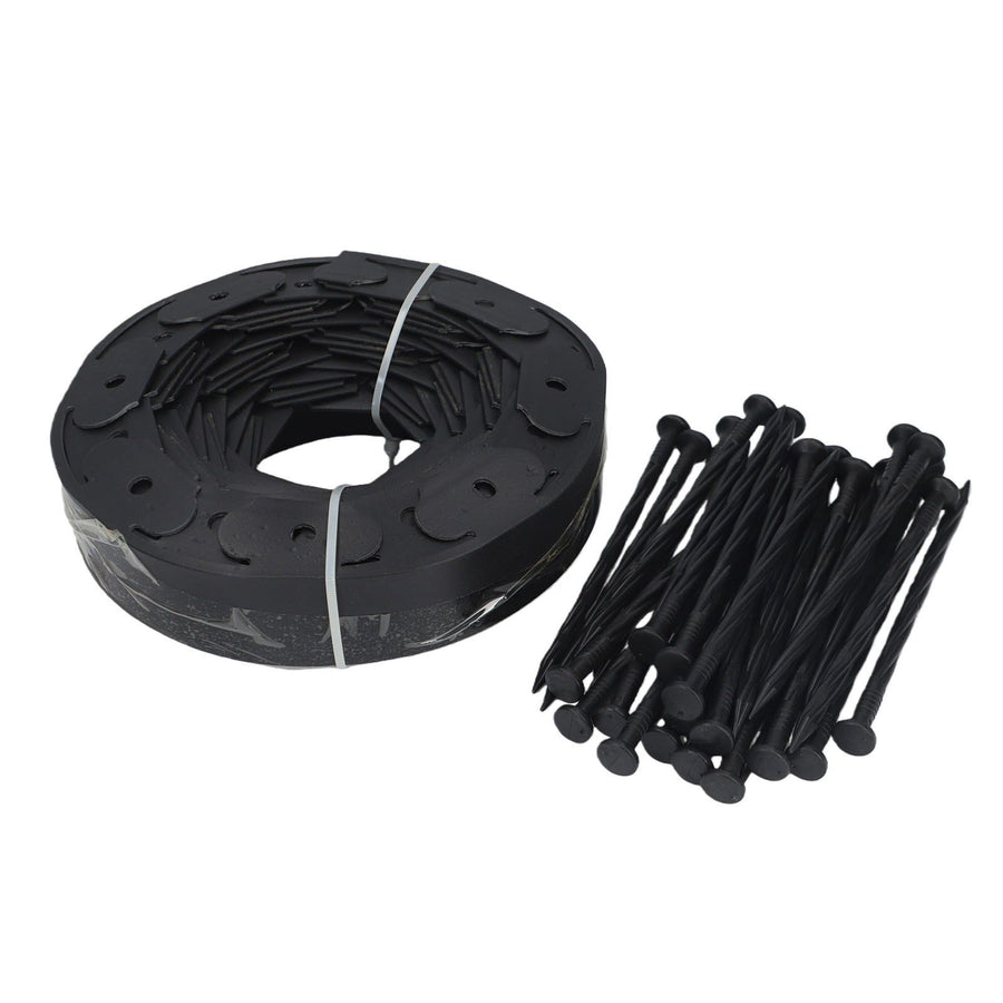 L Shaped Grass Stone Isolation Belt Landscape Edging for Garden 5cm*5cm*10m Black