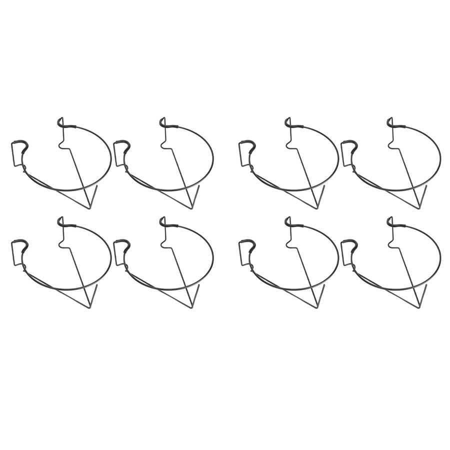 8pcs Railing Plant Pot Holder Iron Rack Floating Garden Flower Pot Stand Baskets Shelf for Outdoor Balcony Fence Deck Garden Black