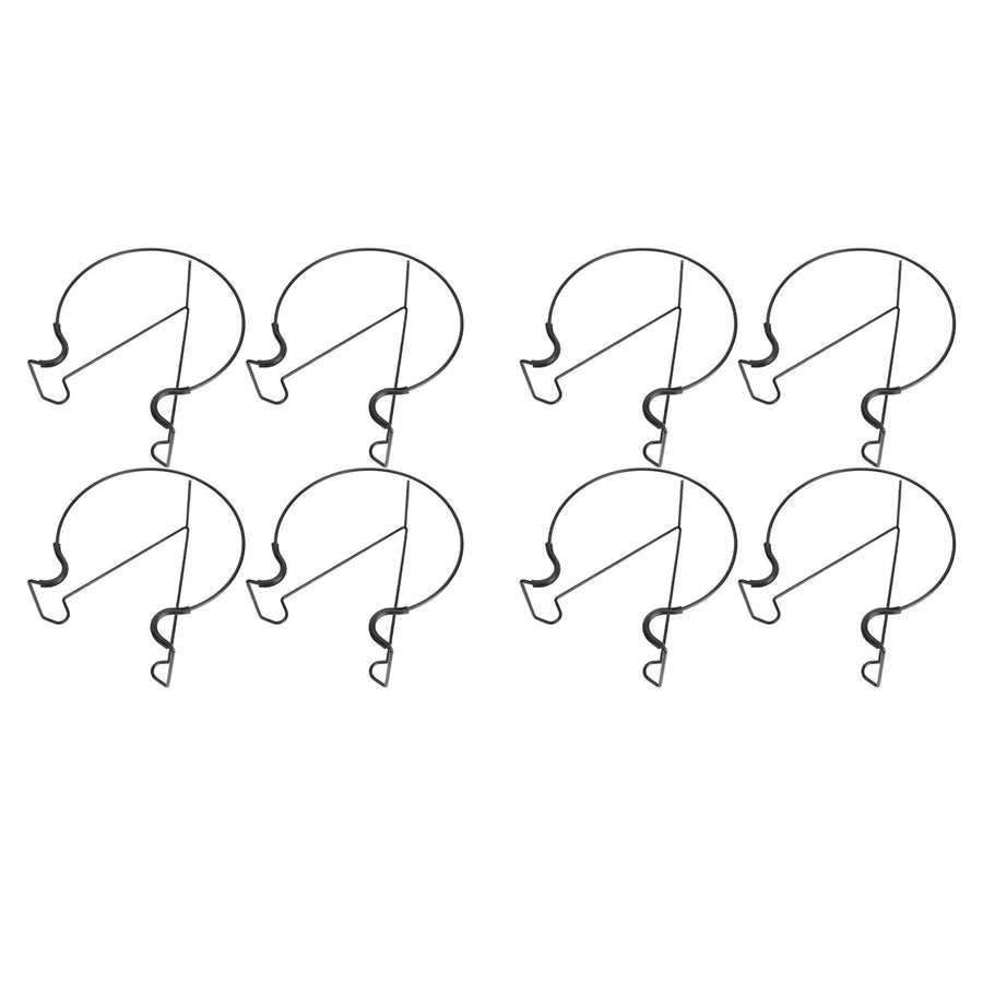 8pcs Railing Plant Pot Holder Iron Rack Floating Garden Flower Pot Stand Baskets Shelf for Outdoor Balcony Fence Deck Garden Black