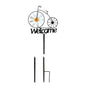 Garden Windmill Rustic Iron Stake Flower Windmill Welcome Yard Sign Decorations for Outside Patio Lawn Backyard