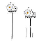 Garden Windmill Rustic Iron Stake Flower Windmill Welcome Yard Sign Decorations for Outside Patio Lawn Backyard