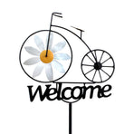 Garden Windmill Rustic Iron Stake Flower Windmill Welcome Yard Sign Decorations for Outside Patio Lawn Backyard