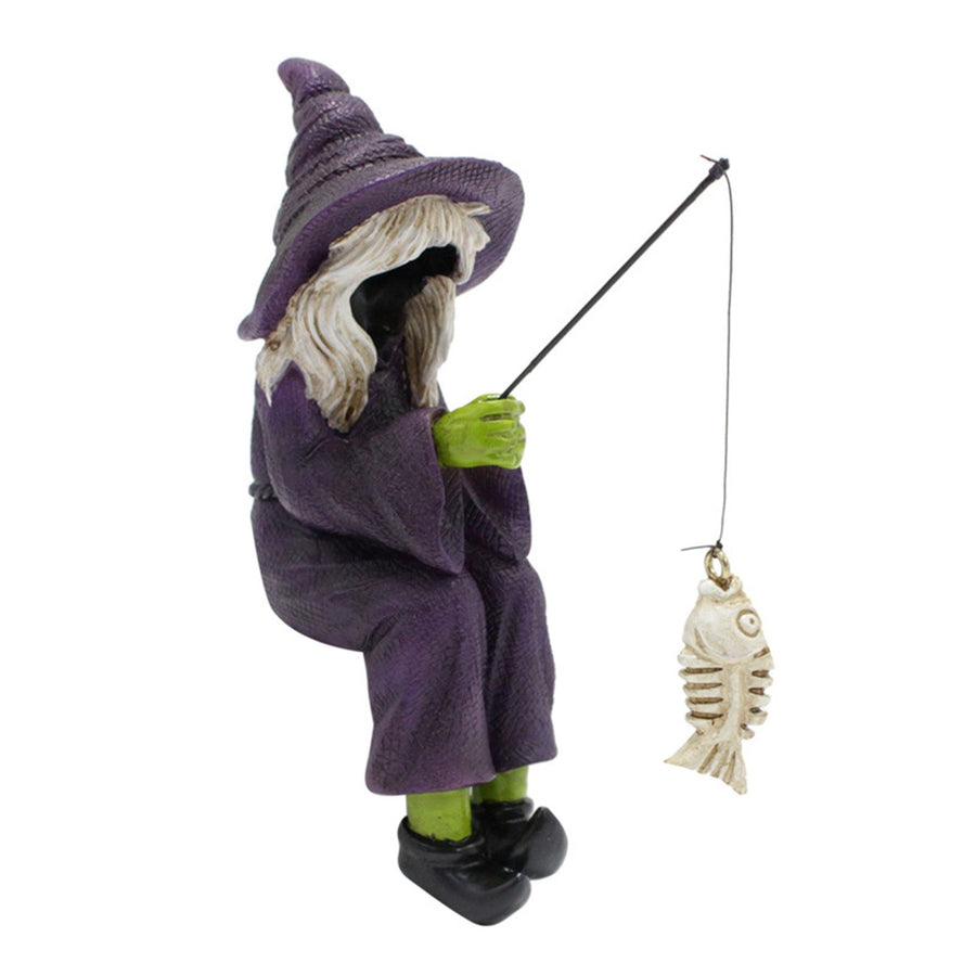 Witch Fishing Statue Resin Garden Microscopic Craft Sculpture Festival Witch Decoration