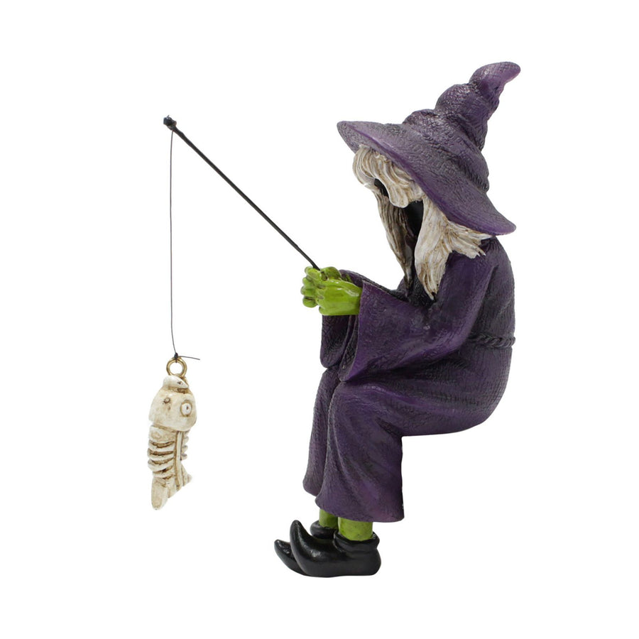 Witch Fishing Statue Resin Garden Microscopic Craft Sculpture Festival Witch Decoration