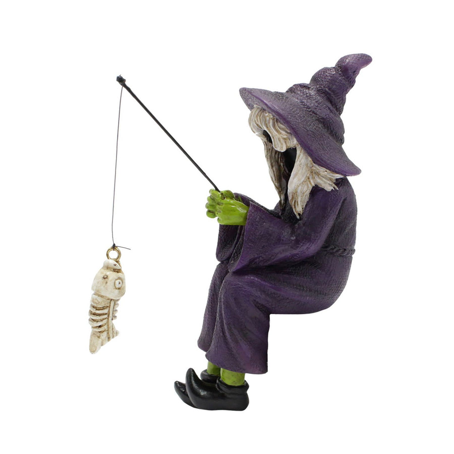 Witch Fishing Statue Resin Garden Microscopic Craft Sculpture Festival Witch Decoration
