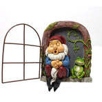 Tree Gnome Statue Sleeping Dwarf and Frog Decoration Outdoor Garden Resin Hanging Ornaments