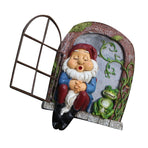 Tree Gnome Statue Sleeping Dwarf and Frog Decoration Outdoor Garden Resin Hanging Ornaments
