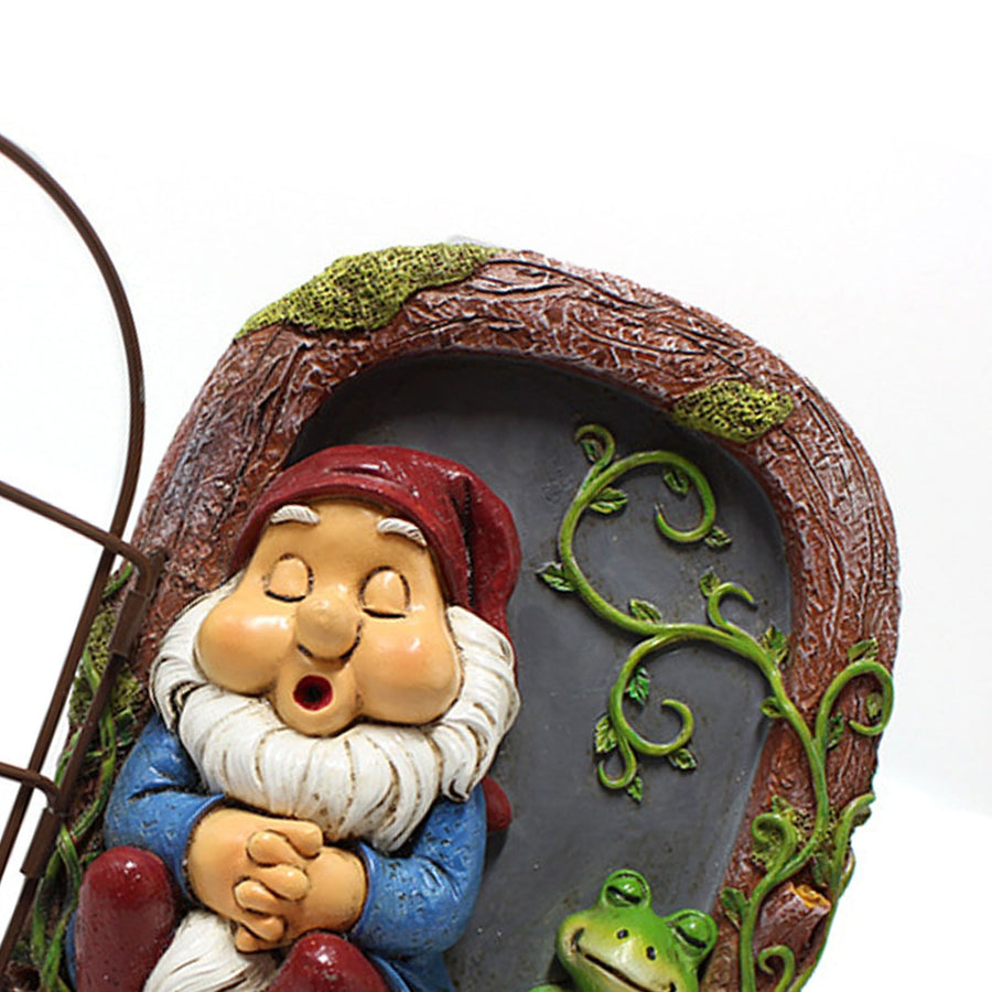 Tree Gnome Statue Sleeping Dwarf and Frog Decoration Outdoor Garden Resin Hanging Ornaments