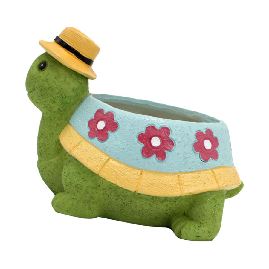 Turtle Planter Cute Animal Landscape Decorative Flower Pot Resin Succulent Pot for Outdoor Patio Garden Decor