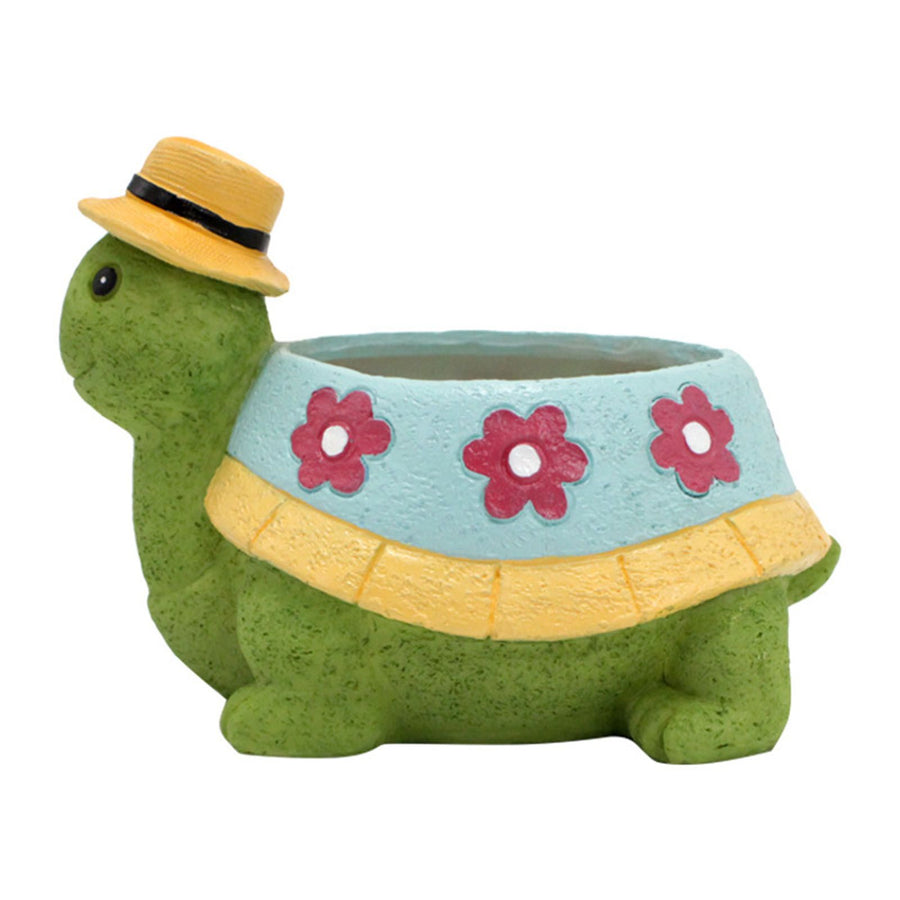 Turtle Planter Cute Animal Landscape Decorative Flower Pot Resin Succulent Pot for Outdoor Patio Garden Decor