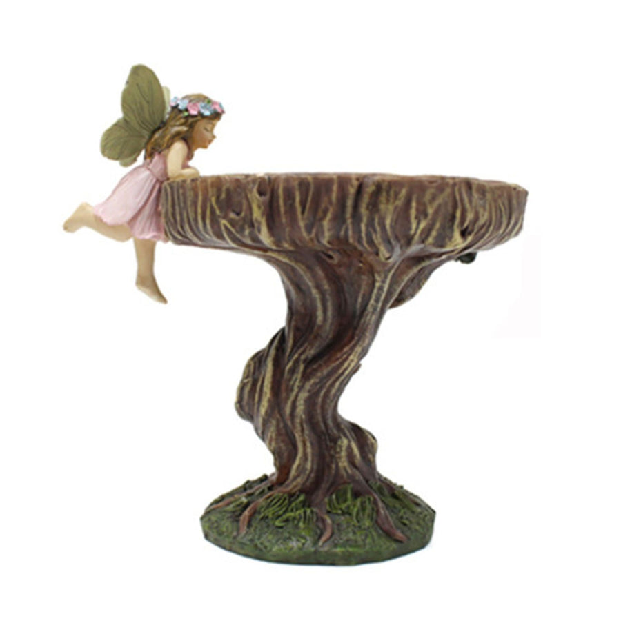 Flower Fairy Bird Feeder Synthetic Resin Decorative Standing Bird Feeder for Garden Yard Courtyard