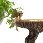 Flower Fairy Bird Feeder Synthetic Resin Decorative Standing Bird Feeder for Garden Yard Courtyard