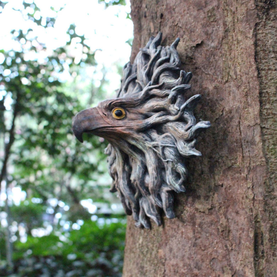 Eagle Head Tree Decor Lifelike Resin Tree Root Eagle Head Pendant Hanging Decoration for Garden