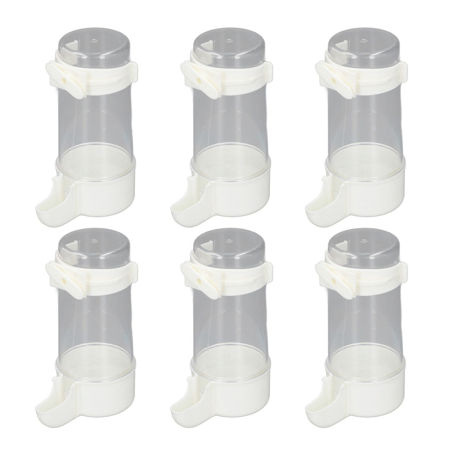 6pcs Birds Cage Water Feeder Professional Automatic Spill Proof Bird Water Hanging Feeder for Pets Birds Parrorts Budgie Cockatiel Lovebirds 200ml