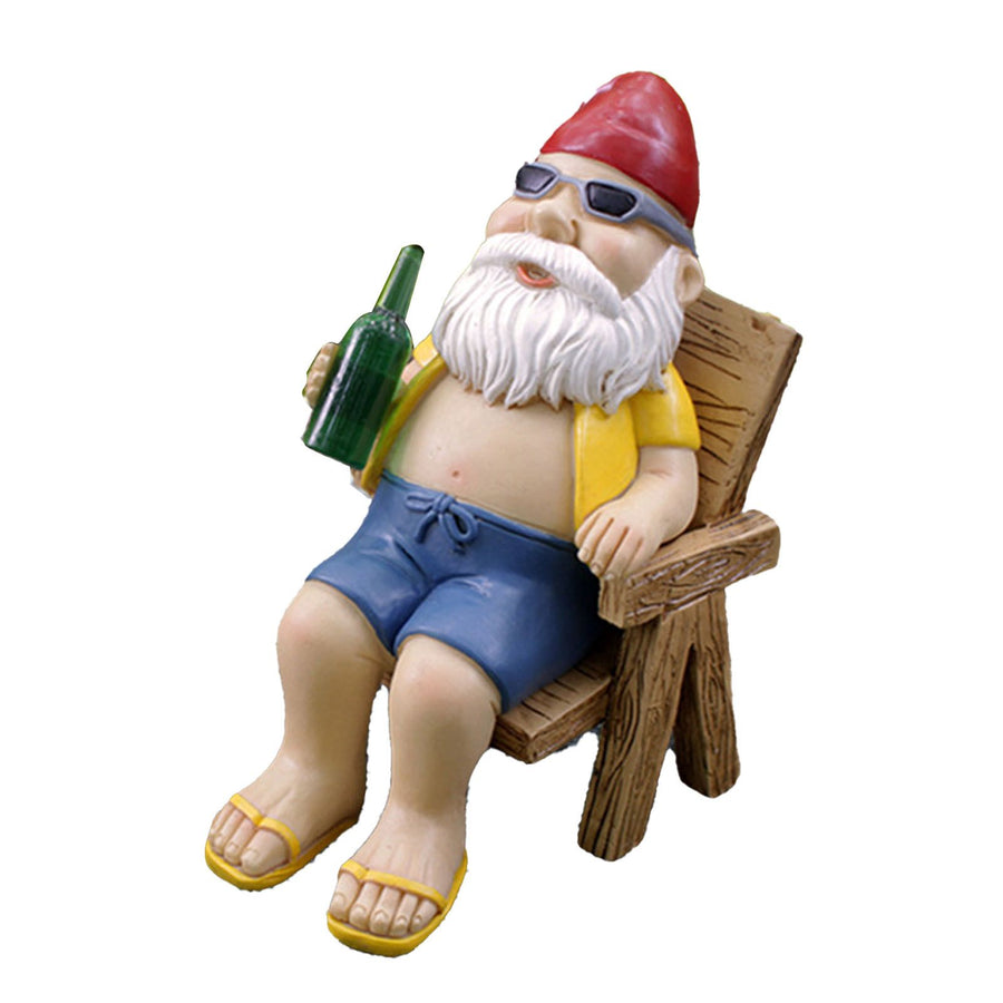 Funny Gnome Statues Resin Drinking Beer Gnomes Decorations for Indoor Lawn Yard Patio