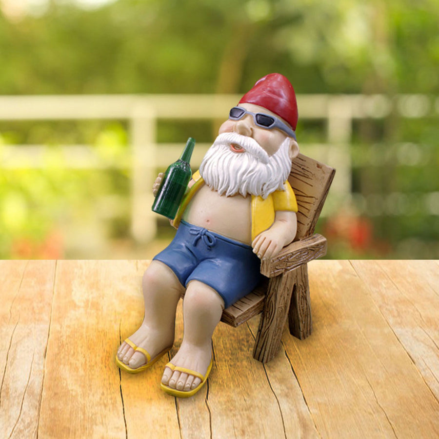 Funny Gnome Statues Resin Drinking Beer Gnomes Decorations for Indoor Lawn Yard Patio