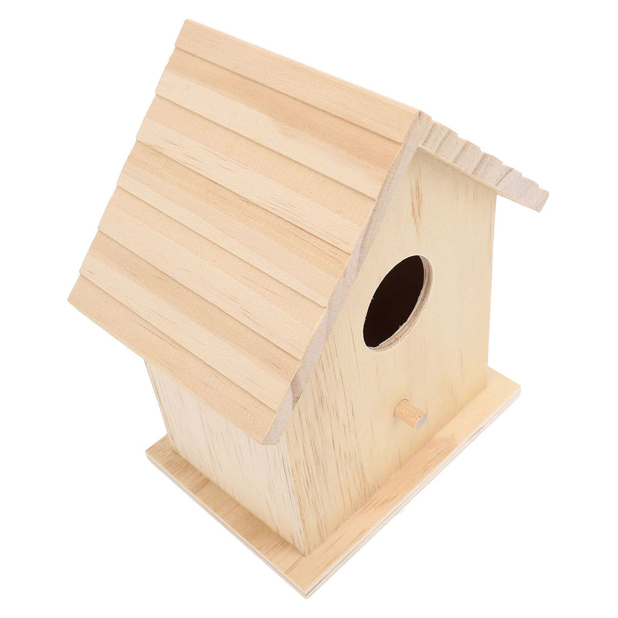 Bird House Paintable Unfinished Wood Bird Breeding Nesting Box for Pet Birds Rest Relax