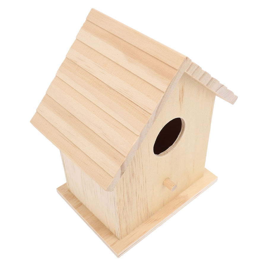 Bird House Paintable Unfinished Wood Bird Breeding Nesting Box for Pet Birds Rest Relax