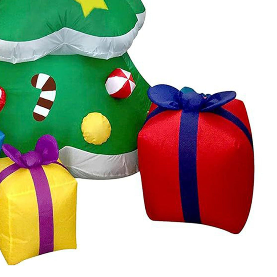Inflatable Xmas Tree with LED Light Quick Inflation Soft Warm Lighting Blow Up Xmas Tree Holiday Decor
