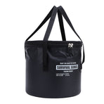 Cloth Folding Bucket with Mesh Pouch Portable Draining Basket Water Container for Outdoor Camping Fishing Car Washing Black