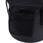 Cloth Folding Bucket with Mesh Pouch Portable Draining Basket Water Container for Outdoor Camping Fishing Car Washing Black