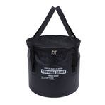 Cloth Folding Bucket with Mesh Pouch Portable Draining Basket Water Container for Outdoor Camping Fishing Car Washing Black